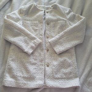 Chanel style winter White Textured Jacket XS